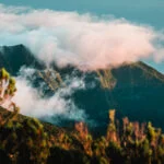 Clouds over mountains from Bica Da Cana viewpoint in Madeira