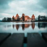 Trakai Castle with reflection in the lake in Lithuania